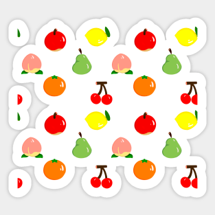 Mixed Fruits Kawaii Peach, Pear, Orange, Apple, Cherries, Lemon Sticker